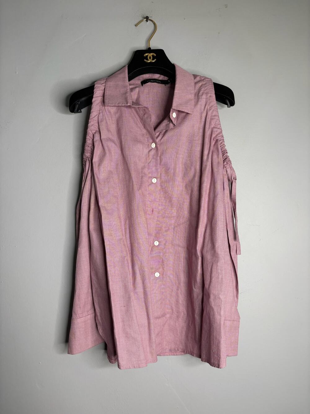Lauren Vidal Purple Button Down Shirt Dress Size S Collared Mini Sleeveless